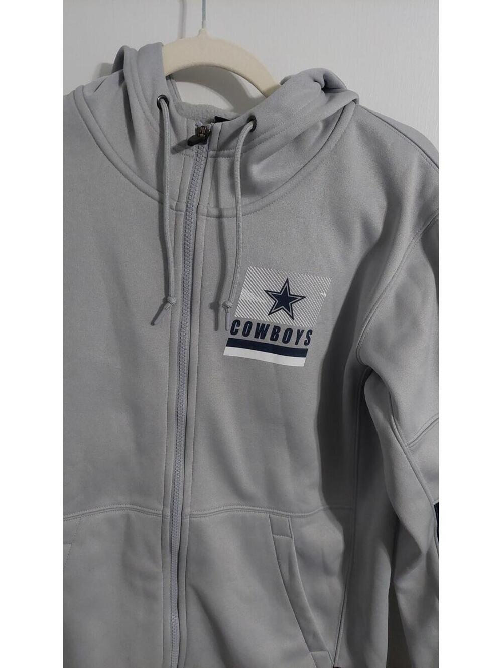 Nike NFL Dallas Cowboys On Field Apparel Dri-FIT Full Zip Hoodie Jacket Gray/Ny